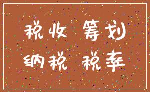 税收 筹划_纳税 税率