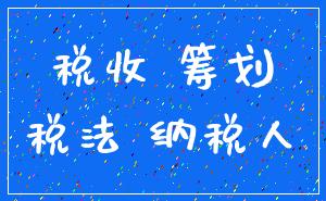 税收 筹划_税法 纳税人