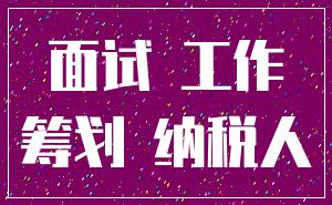 面试 工作_筹划 纳税人