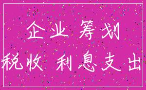 企业 筹划_税收 利息支出