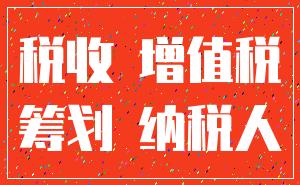 税收 增值税_筹划 纳税人