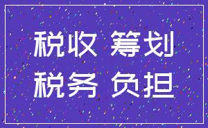 税收 筹划_税务 负担