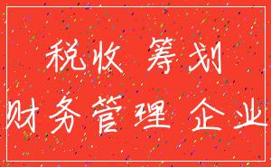税收 筹划_财务管理 企业