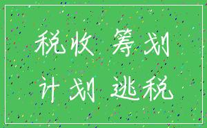 税收 筹划_计划 逃税