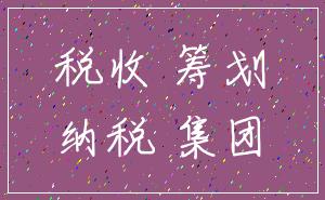 税收 筹划_纳税 集团
